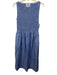 Hill House Size M Blue & White Cotton Shirred Pinstripe Boatneck Midi Dress Blue & White / M