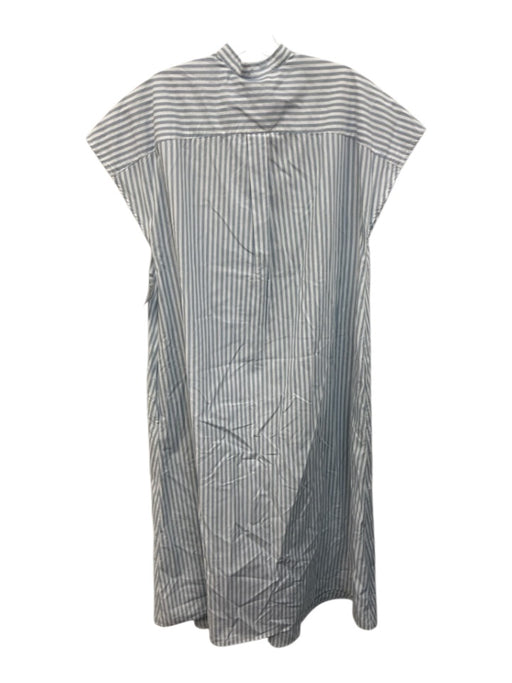 Ann Mashburn Size L Light blue & white Cotton Stripe Button Down Midi Dress Light blue & white / L