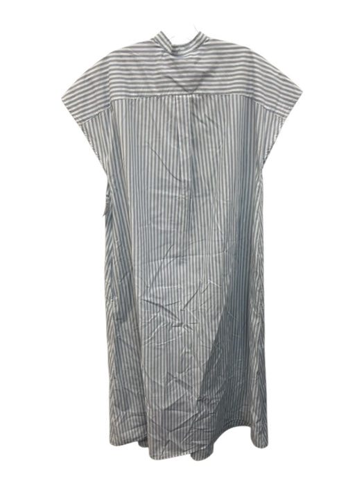 Ann Mashburn Size L Light blue & white Cotton Stripe Button Down Midi Dress Light blue & white / L