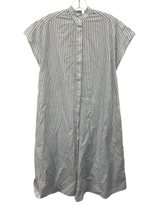 Ann Mashburn Size L Light blue & white Cotton Stripe Button Down Midi Dress Light blue & white / L