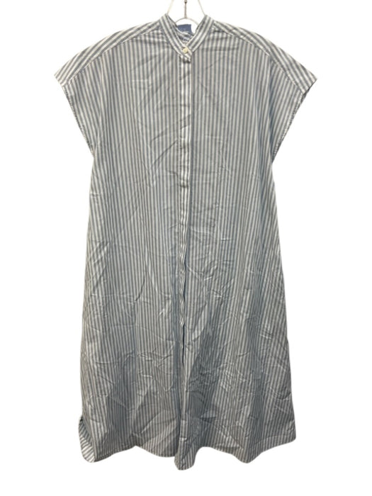 Ann Mashburn Size L Light blue & white Cotton Stripe Button Down Midi Dress Light blue & white / L