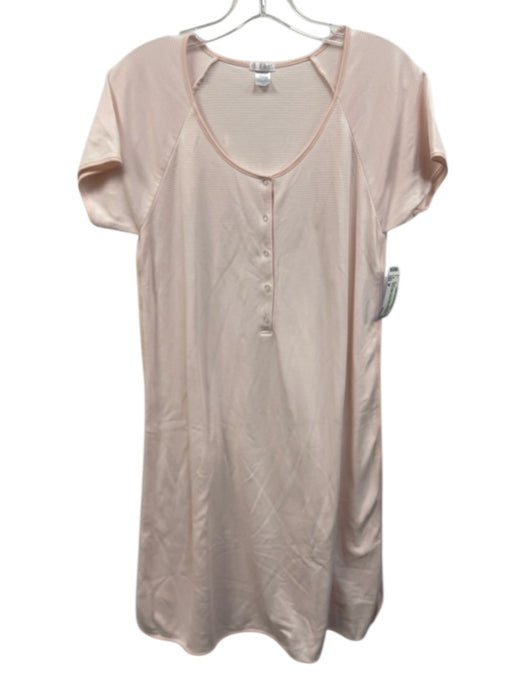 Lake Size M Pink & White Pima Cotton Stripe Short Sleeve Midi Dress Pink & White / M