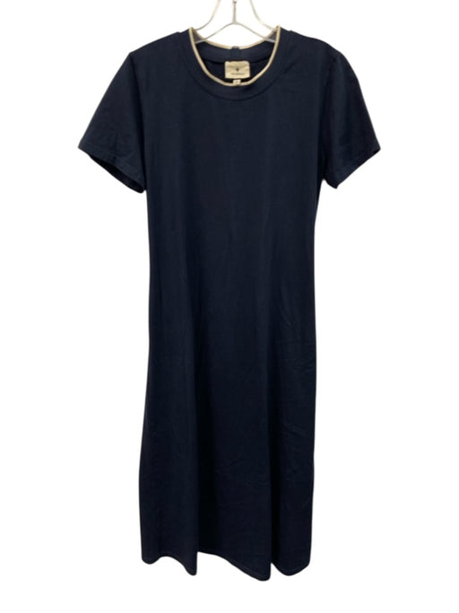 Tuckernuck Size L Navy Blue Cotton Cap Sleeve Contrast Trim Midi Dress Navy Blue / L