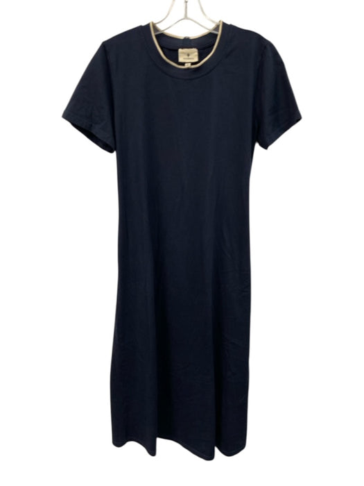 Tuckernuck Size L Navy Blue Cotton Cap Sleeve Contrast Trim Midi Dress Navy Blue / L