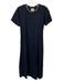 Tuckernuck Size L Navy Blue Cotton Cap Sleeve Contrast Trim Midi Dress Navy Blue / L