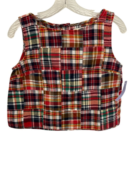 Kiel James Patrick Size S Red, Green, Multi Cotton Button Back Madras Plaid Top Red, Green, Multi / S