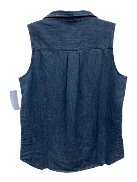 Frank & Eileen Size S Blue Cotton Chambray Button Down Patch Pocket Top Blue / S
