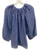 Ann Mashburn Size S Blue & White Cotton Blend dotted stripe Keyhole Top Blue & White / S