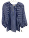 Ann Mashburn Size S Blue & White Cotton Blend dotted stripe Keyhole Top Blue & White / S