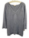 Ann Mashburn Size XL Light Blue Linen Ribbed Trim V Neck Side Slits Sweater Light Blue / XL