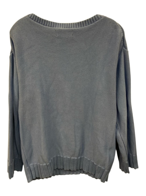 Molly Moorkamp Size L Cornflower Blue Cotton Ribbed Trim Round Neck Sweater Cornflower Blue / L