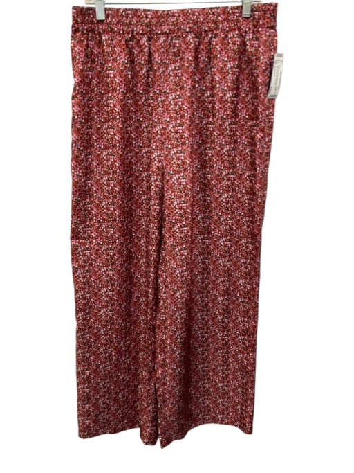 Ann Mashburn Size L Red, Pink, Green Silk Floral Elastic Waist Wide Leg Pants Red, Pink, Green / L