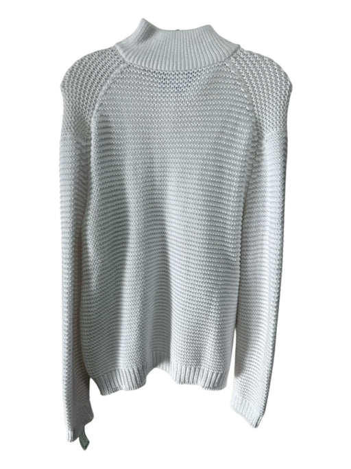 Alice Walk Size L White Cotton Textured Knit Mock Neck Henley Sweater White / L