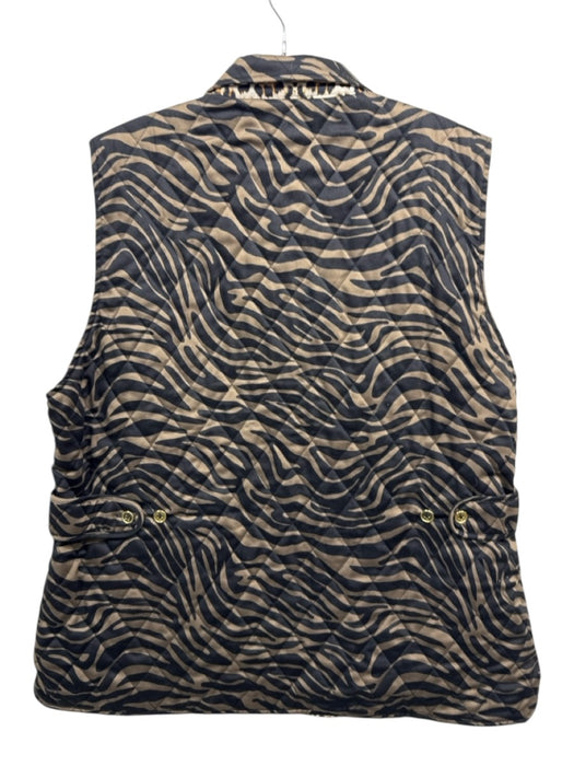 Hinson Wu Size 1 Brown & Black Cotton Front Zip Reversable Collared Quilted Vest Brown & Black / 1