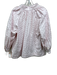 Ann Mashburn Size S Pale Pink & White Cotton Long Balloon Sleeve V Neck Top Pale Pink & White / S