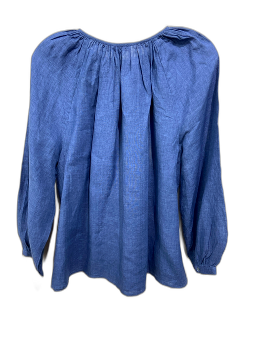 Ann Mashburn Size S Blue Cotton Long Balloon Sleeve Hook & Eye Closure Top Blue / S
