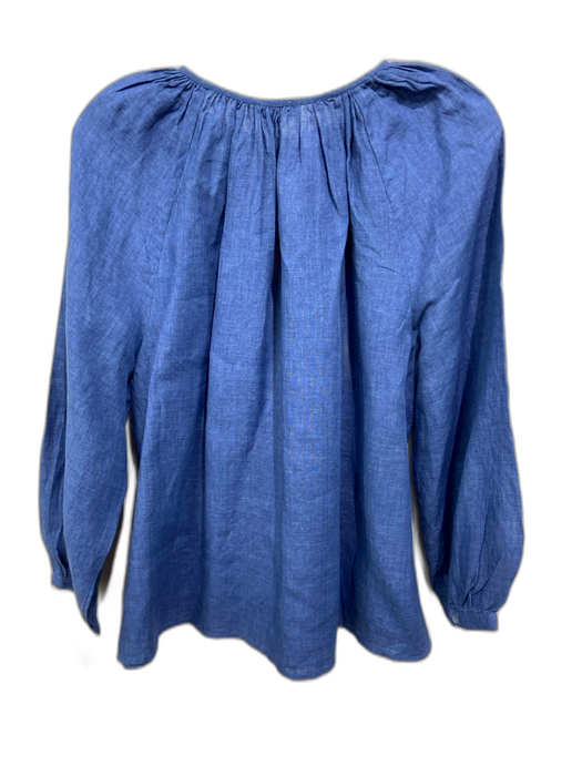 Ann Mashburn Size S Blue Cotton Long Balloon Sleeve Hook & Eye Closure Top Blue / S