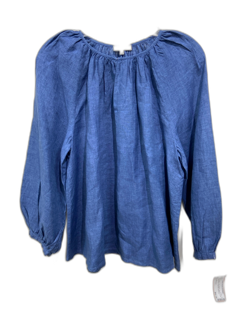 Ann Mashburn Size S Blue Cotton Long Balloon Sleeve Hook & Eye Closure Top Blue / S