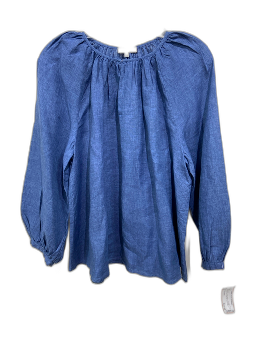 Ann Mashburn Size S Blue Cotton Long Balloon Sleeve Hook & Eye Closure Top Blue / S