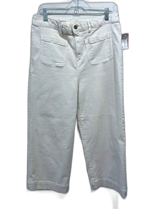 Ann Mashburn Size 30 Off White Cotton High Rise Patch Pockets Zip & Button Jeans Off White / 30