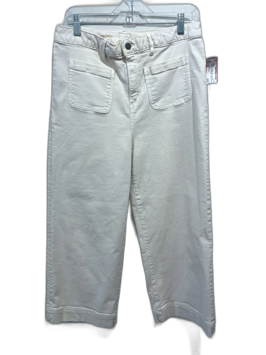 Ann Mashburn Size 30 Off White Cotton High Rise Patch Pockets Zip & Button Jeans Off White / 30