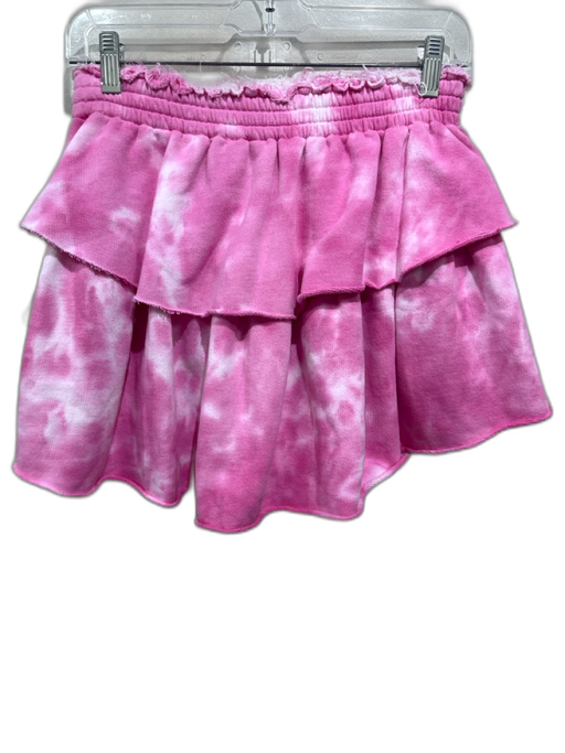Love Shack Fancy Size XS Pink Cotton Elastic Waist Tie Dye Tiered Mini Skirt Pink / XS