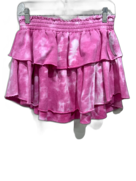 Love Shack Fancy Size XS Pink Cotton Elastic Waist Tie Dye Tiered Mini Skirt Pink / XS
