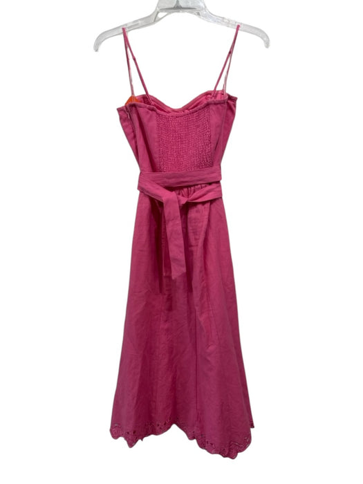 Hemant & Nandita Size XS Pink Linen Blend Spaghetti Strap Eyelet Detail Dress Pink / XS