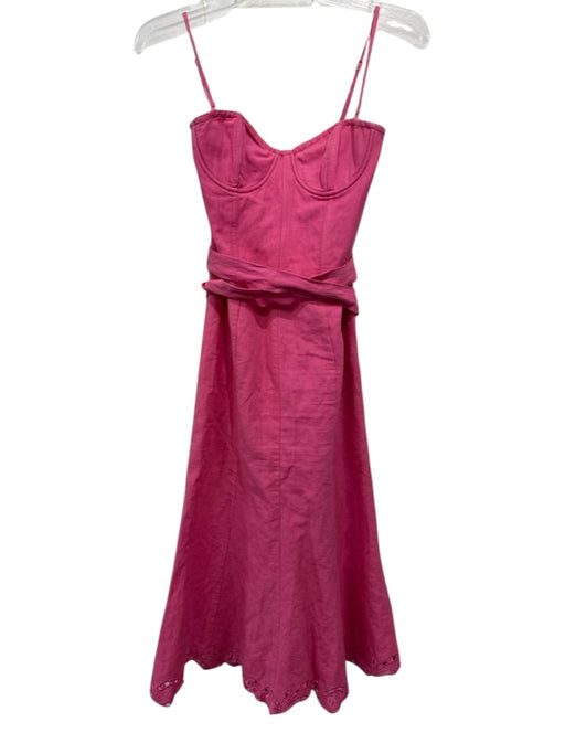 Hemant & Nandita Size XS Pink Linen Blend Spaghetti Strap Eyelet Detail Dress Pink / XS