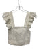Misa Size M White Cotton Smocked Sleeveless Crop Eyelet Top White / M