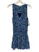 Ramy Brook Size XS Blue & Green Polyester Sleeveless V Neck All Over Print Dress Blue & Green / XS