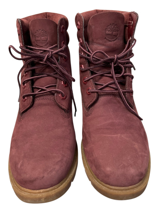 Timberland Shoe Size 7.5 Burgundy Leather & Suede round toe Ankle Boots Shoes Burgundy / 7.5