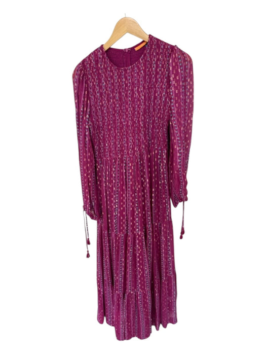 Oliphant Size S Purple & Teal Viscose Blend Long Balloon Sleeve Metallic Dress Purple & Teal / S