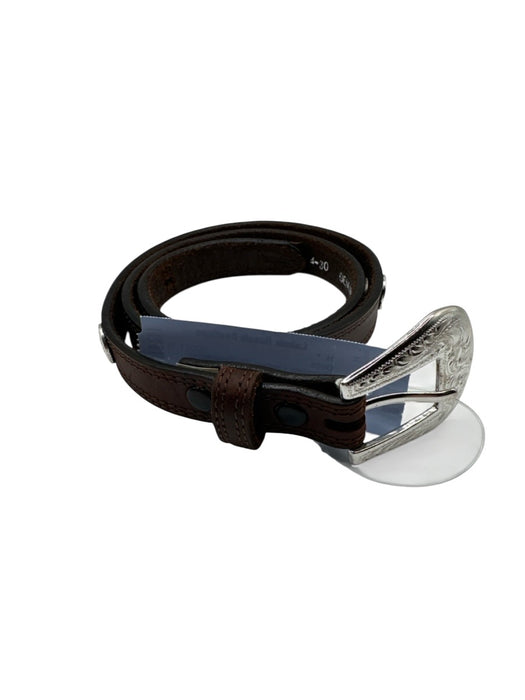 Nocona Chocolate Leather Silver Hardware Thin Belts Chocolate