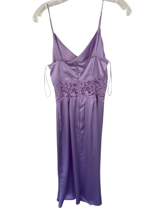 Keepsake Size S Purple Polyester Cowl Neck Lace Cut Out Back Zip Dress Purple / S