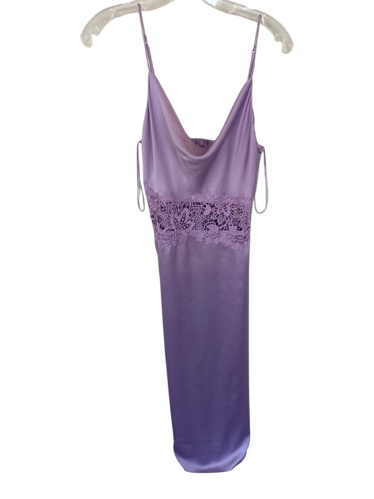 Keepsake Size S Purple Polyester Cowl Neck Lace Cut Out Back Zip Dress Purple / S