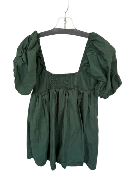 Hyacinth House Size XS Forest Green Cotton Short Balloon Sleeve Baby Doll Dress Forest Green / XS