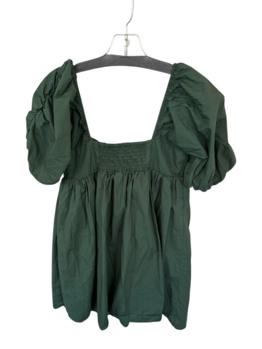 Hyacinth House Size XS Forest Green Cotton Short Balloon Sleeve Baby Doll Dress Forest Green / XS