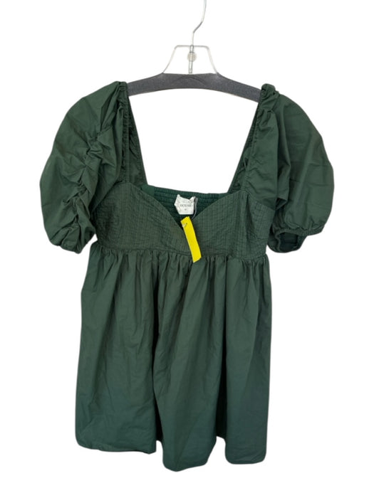 Hyacinth House Size XS Forest Green Cotton Short Balloon Sleeve Baby Doll Dress Forest Green / XS
