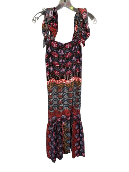 Corey lynn calter Size XS Red & Blue Rayon Blend Flutter Sleeves Abstract Dress Red & Blue / XS