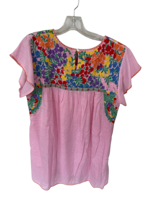 J. Marie Size M Pink & Multi Rayon & Linen Short Sleeve Lined Dress Pink & Multi / M