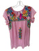 J. Marie Size M Pink & Multi Rayon & Linen Short Sleeve Lined Dress Pink & Multi / M