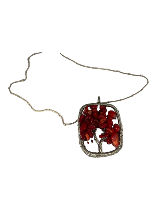 No Brand Silver & Red Wire Necklace Silver & Red