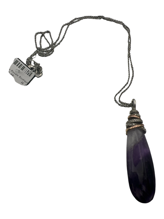 Brighton Purple Amethyst Tear Drop Gemstone Wire Wrapped Necklace Purple