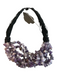 No Brand Purple & Black Gemstone Silk Cord Button Close Bead Detail Necklace Purple & Black