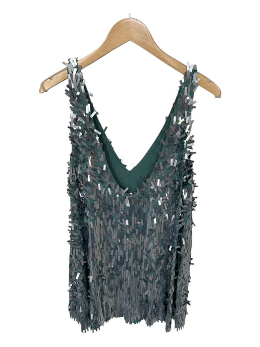 Free People Size S Silver & Green Sequin Sleeveless Shift Dress Dress Silver & Green / S