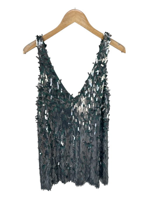 Free People Size S Silver & Green Sequin Sleeveless Shift Dress Dress Silver & Green / S