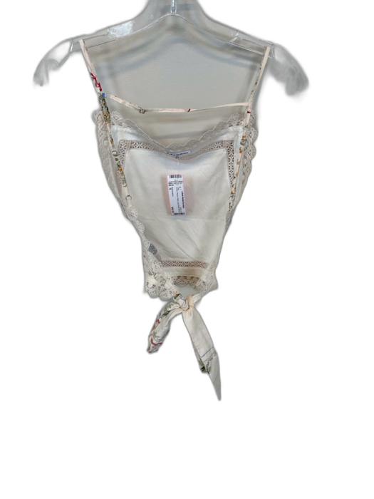 Reformation Size S Cream Rayon Floral Lace Detail Top Cream / S