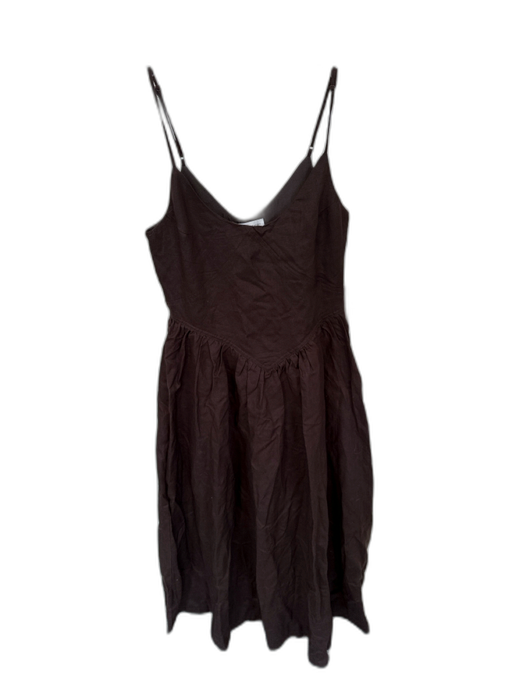 Torn By Ronny Kobo Size M Brown Linen Blend Spaghetti Strap A-line corset Dress Brown / M