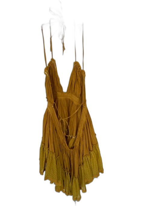 Free People Size S Mustard Yellow Cotton Backless Lace Detail Maxi Dress Mustard Yellow / S